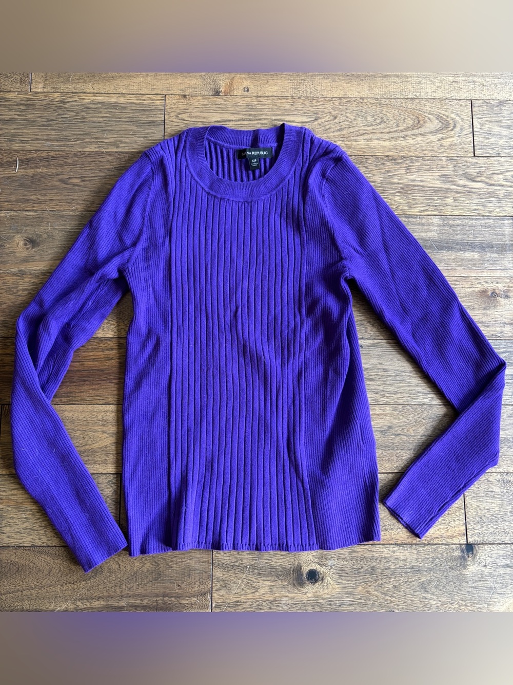 Banana Republic Ribbed Knit Sweater Small Purple Crew Neck